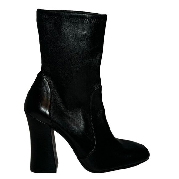 Stuart Weitzman Curveblock 100 bootie in black leather Women's Size 11 New $650 - Picture 2 of 7